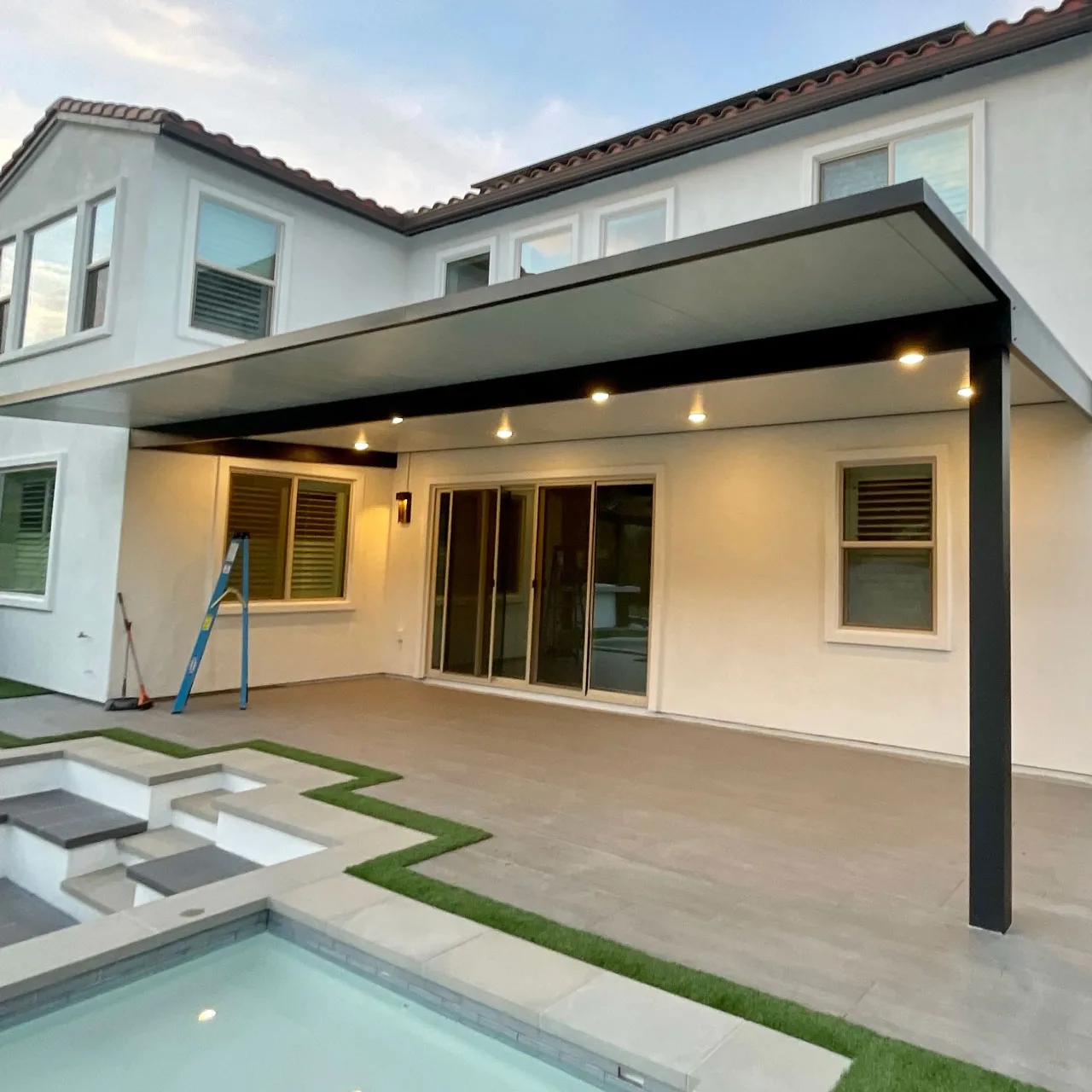 Elite L.A. Patios - 8 Patio Shade Ideas For This Summer - modern aluminum patio cover lighting