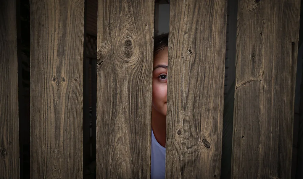 Elite L.A. Patios - Top 7 Outdoor Design Mistakes - Girl Looking Through A Wooden Fence