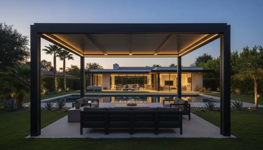 Sophisticated Black Aluminum Pergola Ideas for Luxury SoCal Living
